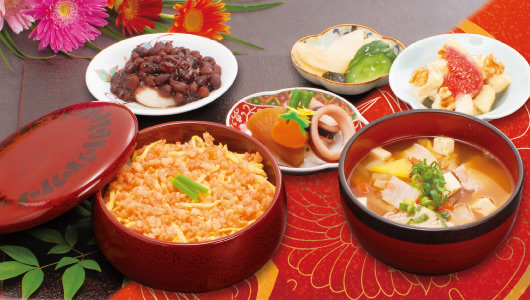 ばぁばの地エビそぼろ寿司定食